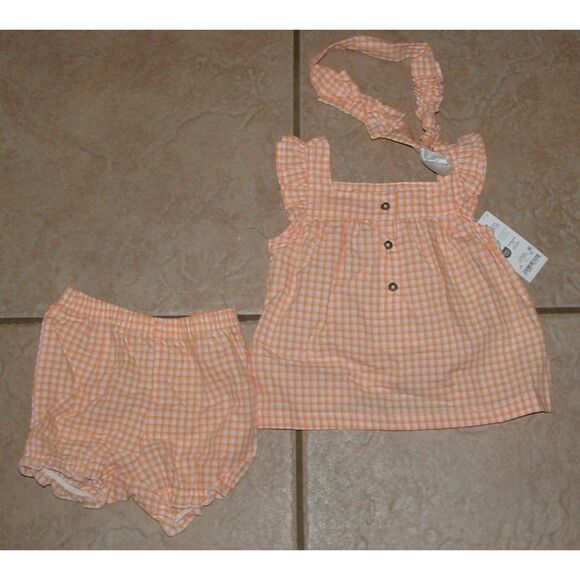 NEW NWT Infant Girls Sz 12 Months Shirt, Bloomer Shorts & Headband 3 Pc Outfit - Picture 1 of 2